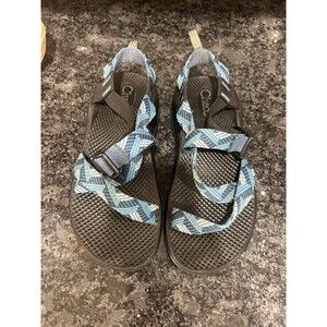 Chaco Sandals Blue Pattern Straps Youth Size 4 Water Shoes Hiking Adjustable
